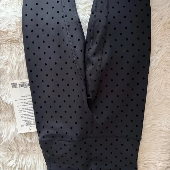 Lululemon Athletica Polka Dot Flocked Black Textured Leggings - Picture 6 of 7